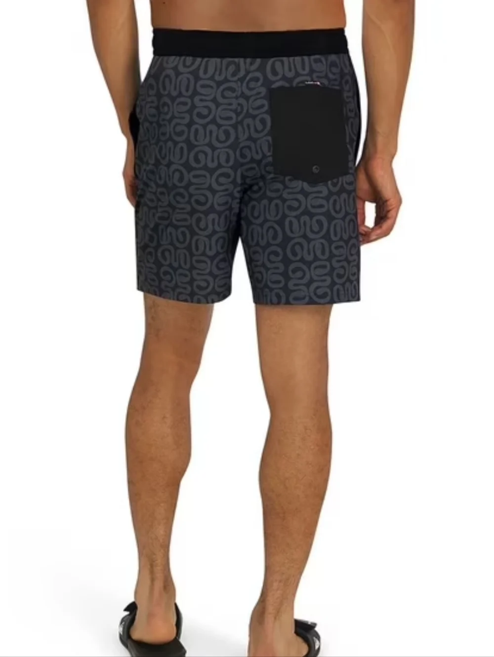 Quiksilver Men's Black and Charcoal Geometric Swim Trunks